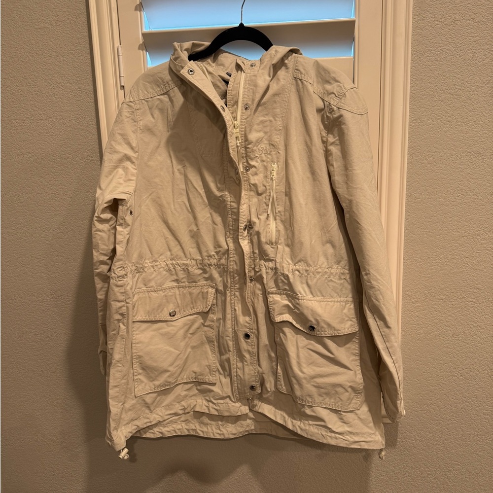 Jcrew Cream Hooded Rain Jacket